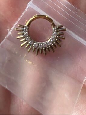 New Daith Gold Crystal Spike Hoop Earring - Women Jewelry
